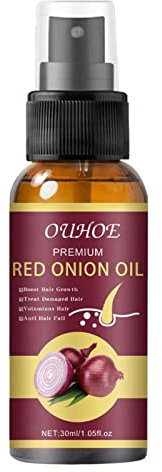 Olio di cipolla spray biologico per la crescita dei capelli, 30 ml di olio per capelli di cipolla rossa per la ricrescita dei capelli che rafforza le radici e i follicoli dei capelli, spray di olio