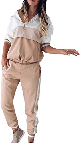 OBiQuzz Set Long Wear Sweatshirt Sport Women Casual Pantalones Trackfit Manga Trajes y Set Conjunto Mujer Chic