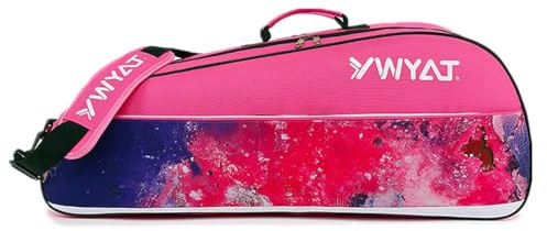 UNISTRENGH Sac de Badminton Tennis,Sac pour Raquette de Tennis,Sac de Badminton pour 3 Raquettes de Badminton,Toile,Imperméable à l'eau,Bandoulière Réglable et Détachable (Rose Magique)