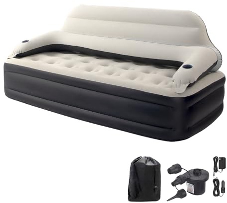 DIMAR GARDEN Twin Size Air Sofa Bed Mattress with Headboard and Pump,Blow Up Couch Inflatable Bed