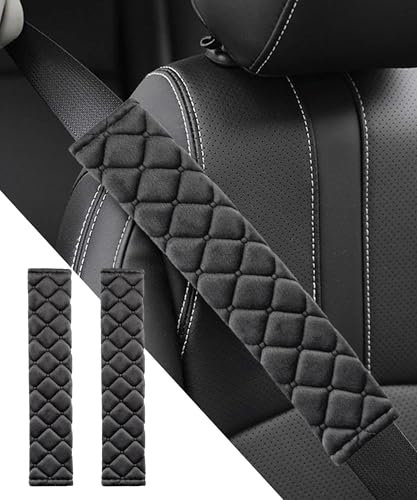 Flaconi Protege Ceinture Voiture,Protection Ceinture de Sécurité,Protège Ceinture,Coussin Ceinture Voiture,Coussin Ceinture de Sécurité Amovible pour Adultes et Enfants Protéger Cou/Epaules（Noir）