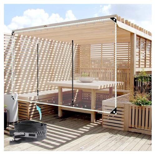 Clear Waterproof PVC Tarpaulin with Zipper Door for Garage Patio Gazebo Porch Outdoor Cold Weather Resistant 6.5x32.8ft