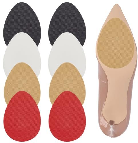 SOFPLAT 1 boîte 8 pièces 4 paires de Patins Antidérapants en Gel de Silicone pour Semelles de Chaussures Coussinets Adhésifs Ovales Découpables Noir Blanc Rouge Marron pour Talons Chaussures Décontrac