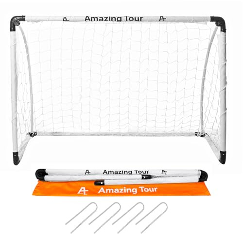 Football Goal, Football Goals for Kids, 90x60x60cm Foldable Football Goals Soccer Sport Games Training Practice Set for 3-11 Year Old Children, White