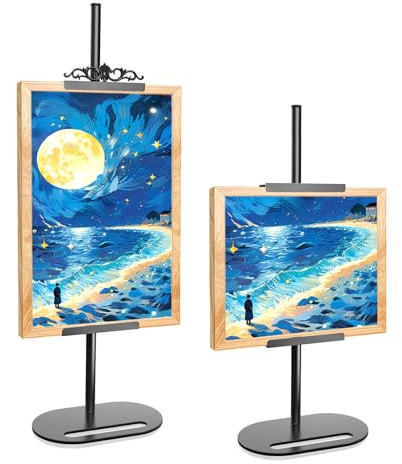 Newzueby Adjustable Tabletop Picture Frame Stand with Removable Decorative Top,Metal Display Easel stand for Photos, Paintings,Signs & Canvas, Desktop Picture Holder for Frames up to 29.8 H (1 PACK)