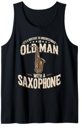 Mens It's A Mistake to Underestimate an Old Man with A Saxophone Tank Top
