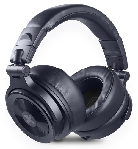 Vonyx HDX200BL – Auriculares DJ Premium con Drivers 50 mm, Jack 3,5 y 6,3 mm, Cable Reversible, diseño Plegable y Bolsa Transporte para música y Estudio, Color Azul Oscuro