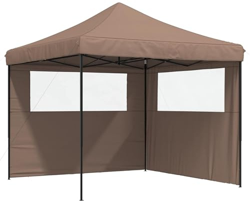 HFXHIJXQ Tente de Fête Pliable Marron 292 x 292 cm Pavillon Jardin | Ce pavillon pop-up avec sac à roulettes offre un grand abri ombragé pour vos repas et fêtes dans le jardin.