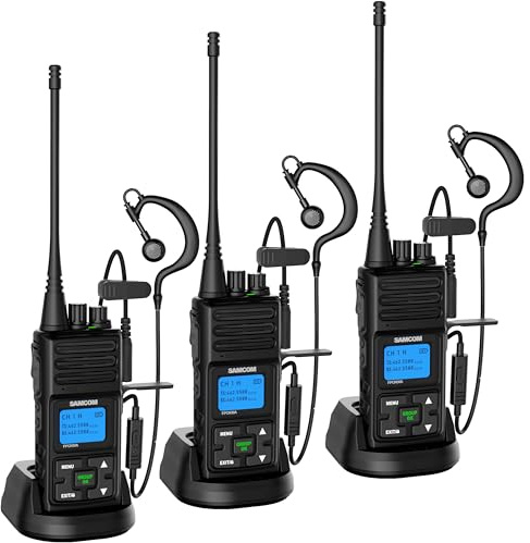 SAMCOM 2 Way Radios FPCN30A Two Way Radios Long Range Rechargeable 5 Watts UHF Professional Handheld Radios Walkie Talkies with GROUP CALL,1500mAh Battery and Earpieces for Commercial Business,3 Packs