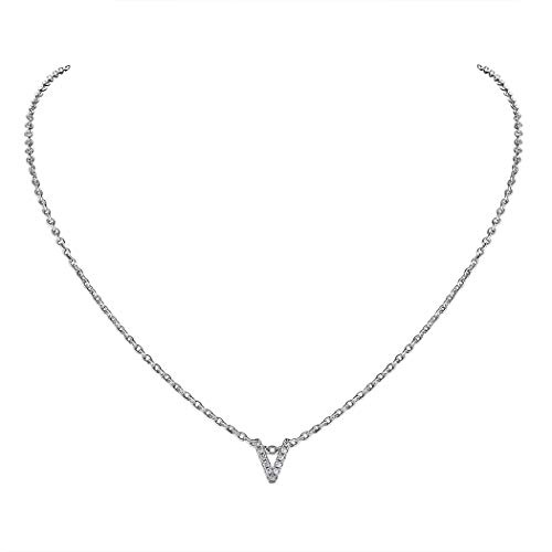 Suplight Collar de mujer con letra A-Z, colgante inicial con cadena Rolo de 45 cm, cadena minimalista, accesorio de bisutería para fiestas, cumpleaños, día de San Valentín, Circonita, circonita