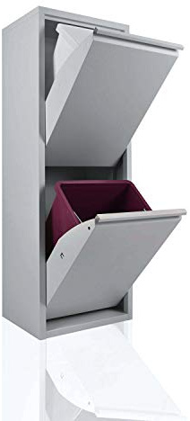 Betten-ABC Refina Mehrzweckschrank, Mülltrenner, platzsparend, aus pflegeleichtem Metall Farbe: Grau, Größe 2 x 15 L