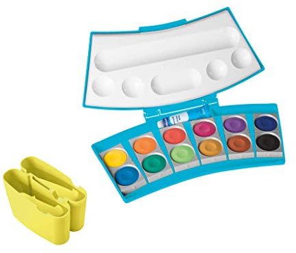 Pelikan 701204 Farbkasten ProColor®, Türkis/Neongelb, 12 Farben, 1 Stück