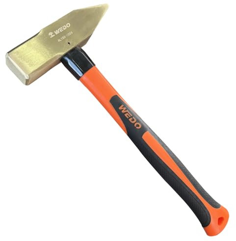 WEDO Marteau d'ingénieur non étincelles, marteau de sécurité sans étincelles, bronze aluminium, norme DIN, certificat BAM et FM, 500 g x 310 mm