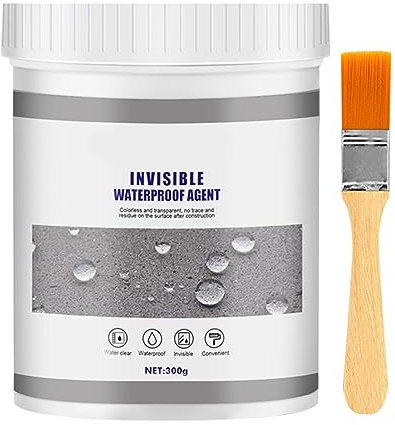 Garosa Invisible Waterproof Agent Anti Leaking Insulation Sealant Transparent Waterproof Coating with Brush for Wall Ceilings Roofs Windowsills Tile Cement Pipe Leaks (300g)
