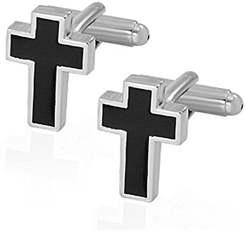 Cross Cuff Links Mens, Christian Cufflinks for Men, Religious Black Cufflinks for Men, Jesus Silver Men’s Cuff links, Christ Cufflink Shirts for Men, Catholic Mens Cufflink Dress Shirts for Women Dad