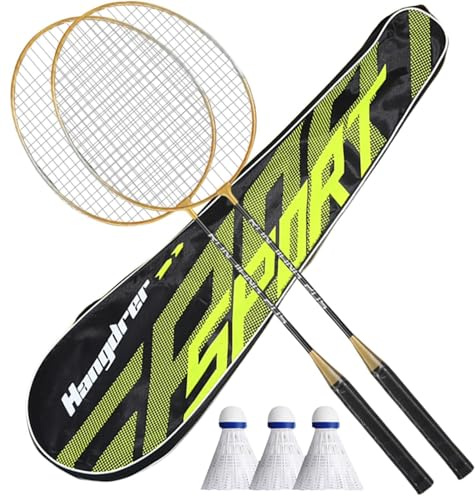 Badmintonracket set, professionellt badmintonset för vuxna: 2 lätt badmintonutrustning med svettabsorberande handtag för sport, utomhusgårdsspel och GIM
