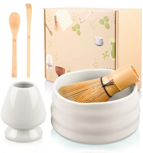 5 Piezas Te Matcha Kit, Matcha Whisk, Matcha Kit, Matcha Set Con Cuenco Matcha, Batidor De Matcha, 2 Cuchara Matcha, Soporte Para Batidor Matcha, Juego De Batidor Matcha Para Café Matcha (Blanco)