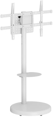 Ewent Supporto TV da Pavimento, Supporto Mobile su ruote per schermi al plasma/LED/LCD fino a 86 pollici e 50 kg,Carrello con con 2 ripiani, Design Inclinabile,Regolabile in Altezza e Larghezza,Bianco