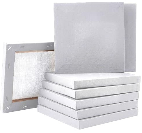 Cobenga 20 paneles de lienzo en blanco, paneles de lienzo de 15 x 15 cm para pintura, 100% algodón para pintura acrílica, pintura al óleo y medios de arte en agua húmeda, lienzos para artistas