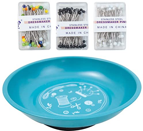 Penlimly Magnetische Nadelkissen zum Nähen, Runde Magnetische Nadelschale mit 150 Stück Stecknadeln, Magnetischer Nähnadelhalter für Nähnadeln Stecknadeln Haarnadeln, Nähzubehör