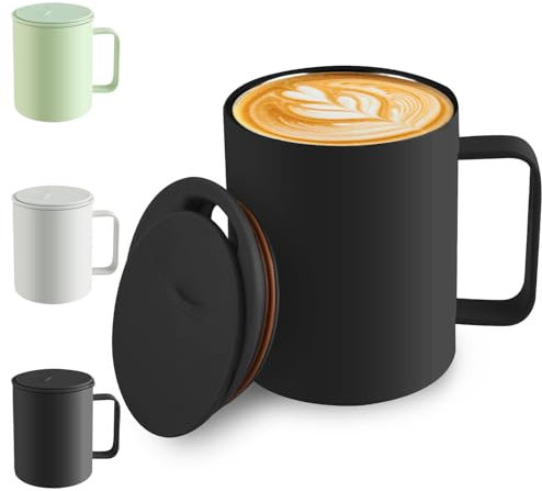 Homealexa Kaffeebecher 400 ml Thermobecher Campingbecher Camp Mug Thermos Kaffeebecher to go Thermo BPA-Frei Kaffeetasse 316 Edelstahl Teetasse mit Henkel und Schiebedeckel