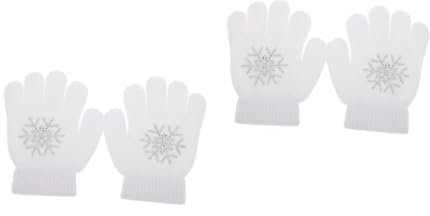 POPETPOP 2 Paar Skating-Handschuhe Eishockeyhandschuhe Eislaufhandschuhe Komfortable Eiskunstlaufhandschuhe Winter Sporthandschuhe Strass-Eishandschuhe Rollschuh-Handschuhe Stricken Weiß