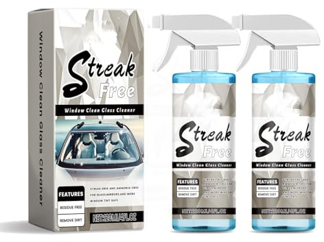 Nettoyant vitres et vitres sans traces, 120 ml améliore la clarté et la visibilité. Nettoyant film d'huile pour vitres de voiture, sans danger pour les voitures, camions, SUV, Jeeps (120ML,2PC)