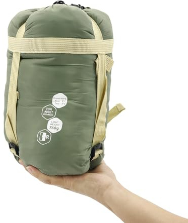 NewDoar Ultralight Backpacking Sleeping Bag - 50-70°F, 1.5lbs, Waterproof & Machine Washable, 2-Way Zipper for Teens,Couples,Women,Men Compact for Hiking/Camping (Army Green,Large)