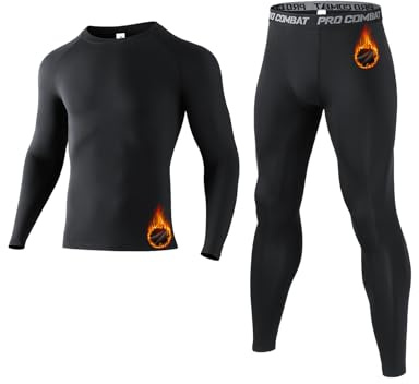 Niksa Biancheria intima termica da uomo, biancheria intima da sci da uomo, lunga funzionale, traspirante, morbida, termica, per calcio, corsa, fitness, escursionismo, Nero Set*1(top*1+fondi*1), XL
