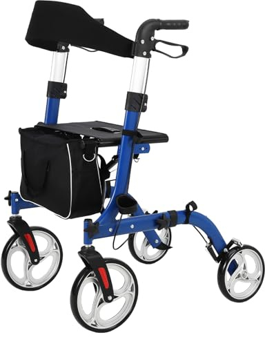 Rollator 2 in 1 Deambulatore Pieghevole Leggero Per Anziani e Adulti | Con Seduta, Schienale, Poggiapiedi e Freni, All Terrain, Portata Massima 136 kg, Mobilità Sicura
