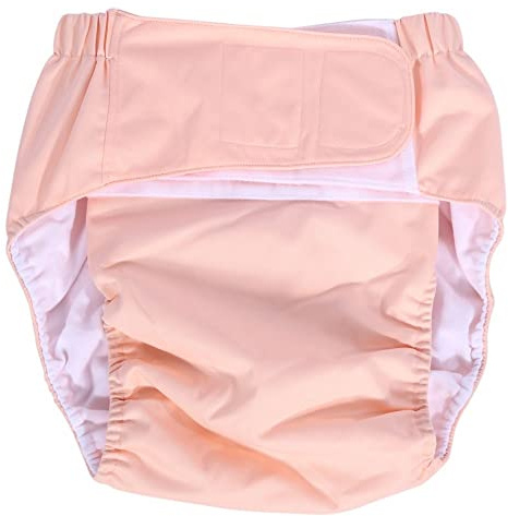 Nikou Adult Nappies, Washable Diaper Adjuatable Incontinent Care Cloth Diaper, Breathable Nappy Pants Reusable Elderly Personal (Light Pink)