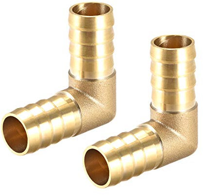 sourcing map 16 mm Widerhaken Messing Schlauchverschraubung 90 Grad Winkelrohr Verbindungsstück Kupplung Rohr 2 Stück