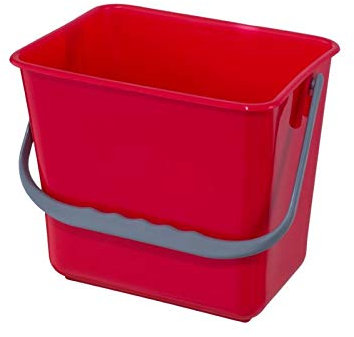 Jofel Cubeta Cuadrada 6 Lt. con asa para carritos de Limpieza institucional. Color Rojo