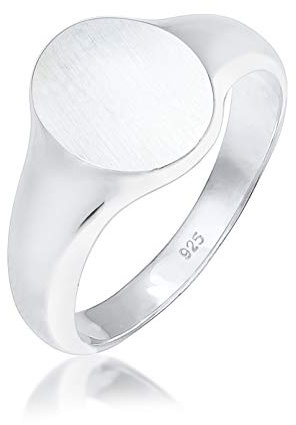 Kuzzoi Anillo de sello para hombre, ovalado mate, macizo, 12 mm de ancho en plata de ley 925, anillo básico de plata pulida