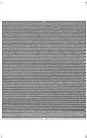 Gardinia EASYFIX Plissee Lilly Green zum Klemmen, Ohne Bohren, Sichtschutz, Blendschutz, Blickdichtes Faltrollo, Verdunkelung, Recycling Stoff, Grau, 90 x 130 cm (BxH)
