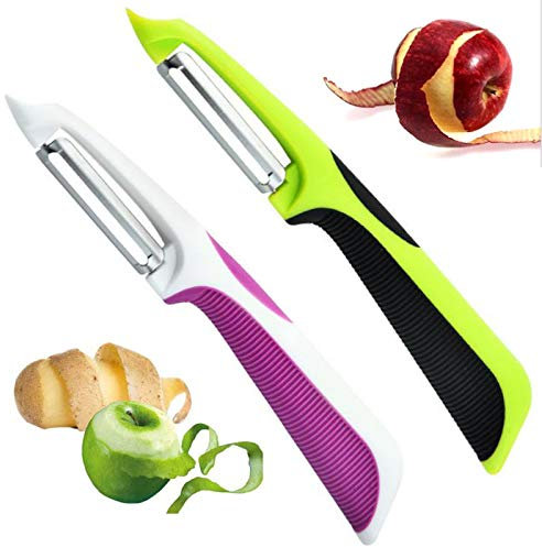 2 Pièces Ensemble éPlucheur De LéGumes éPlucheur Pomme Professionnel Couteau à éPlucher Les Fruits éPlucheur De LéGumes Pour La Cuisine éPlucheur De Pommes De Terre En Acier Inoxydable(Rose, Vert)