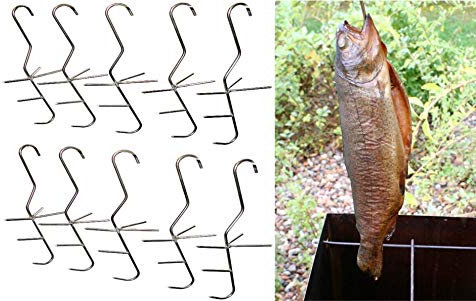 lilawelt24 10 X RäUCHERHAKEN - Haken zum Fischen Fisch Raucherhaken fleischhaken Räucherei für Raucher Grill Fleischerhaken Fischhaken, Fleischerhaken, Metzgerhaken