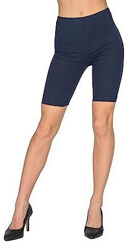 looksy Damen Kurze Leggings Baumwolle Radlerhose Knielang Sommer Fahrradshorts Yoga Sport, Marineblaue, Gr. M
