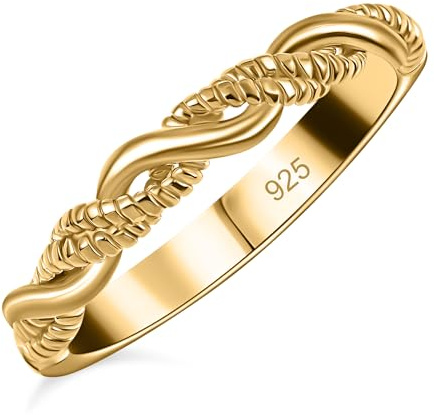 TJC Band Ring for Women and Girl in 14ct Gold Plated 925 Sterling Silver with High Gloss Size O Wt 187 Grams