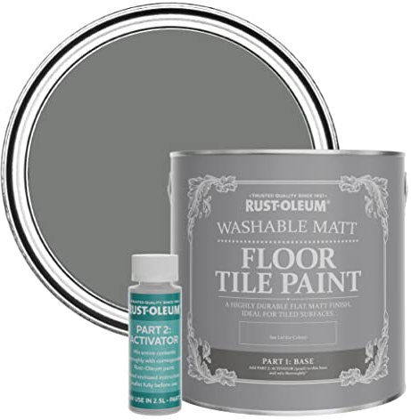 Rust-Oleum Grey Washable Matt Floor Tile Paint - Torch Grey 2.5L