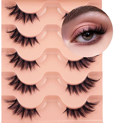 Halbe Wimpern Künstliche Wimpern Natürlich Half Lashes Cat Eye Clear Band Lashes Katzenauge Wimpern Manga Lashes Falsche Wimpern 3D Fake Lashes 5 Pairs