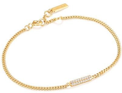 ANIA HAIE Damen Armband GLAM ROCK aus 925 Sterling Silber 14k vergoldet, besetzt mit 18 Zirkonia, Länge 16,5 cm + 2 cm, inkl. Geschenkverpackung