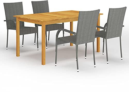 Camerina 5-TLG. Garten-Essgruppe Grau Garten Barset Barhocker Outdoor Wetterfest Garden Bar Set