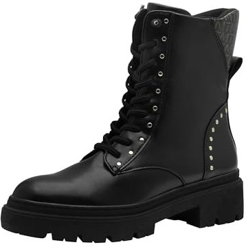 MARCO TOZZI Damen Stiefeletten zum Schnüren mit Blockabsatz mit Reißverschluss, Schwarz (Black Comb), 41 EU