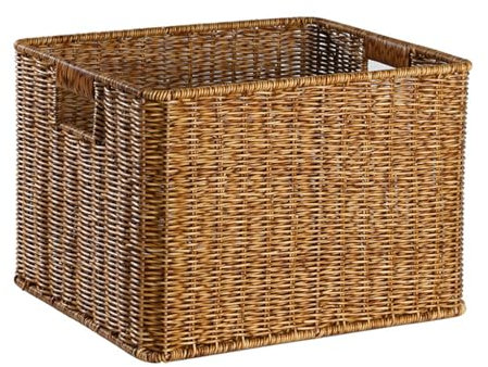 Cesto in Rattan, Cestino Portaoggetti Grande, Contenitore Portaoggetti in Tessuto, Scatola Portaoggetti in Rattan per Camera da Letto, Casa, Accessorio per Ufficio (2)