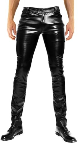 Bockle® Skinny Faux no Butt Pockets Pantalon en Cuir Home Imitation Faux Leatherette, Size: 30W / 32L