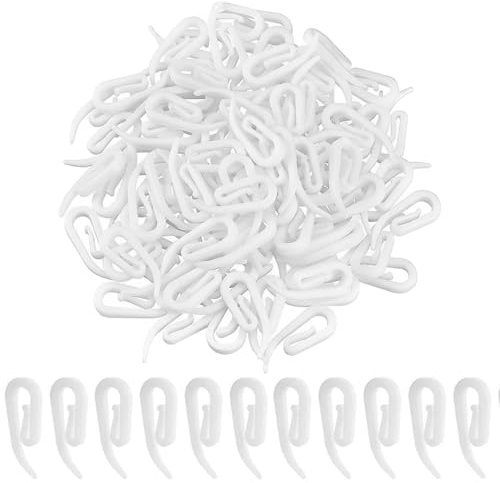 100 Pezzi Ganci Tenda, Ganci a Uncino in Plastica, Gancio Tenda Rinforzato in Plastica a Forma di G, Gancio Appendi Tende, Tendine Scorrevoli, Tende Da Doccia, Tende a Bastone e a Binario