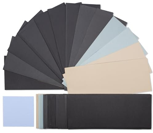 SenmaiTools 35 Schleifpapier Set, Nass und Trocken 23 x 9 cm, Körnung 400 600 800 1000 1200 1500 2000 2500 3000 5000 7000 10000 20000, Fein Schleifpapier für Auto Metall Holz Wände Stein Finishing