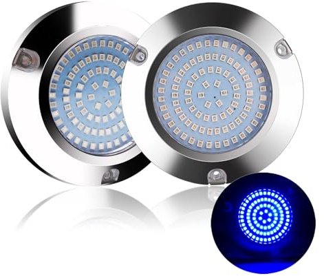 KOVNISE LED undervattensbelysning för båtar 316 rostfritt stål, vattentäta LED-lampor/marina lampor 10-30 V, akterinteriörnavigering, däckartighet nattfiske (blå x 2)