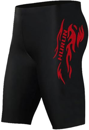 Generisch Herren Badehose Knielang Schwimmhose Jammer Schnelltrocknend Wettkampf Schwimmhose Kompression Swim Trunks Lang Badehose (Red, XXXXXL)